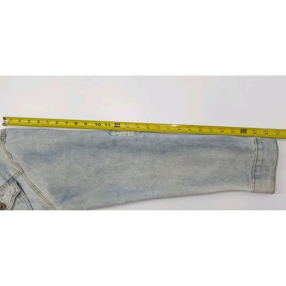 Light Wash Distressed Denim Jean Jacket Men's Size L Grunge Indie Sleeze Western